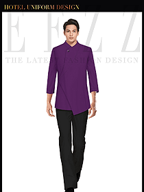 時尚紫色男款中餐服務員服裝款式圖1784