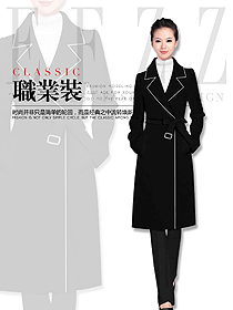 新款黑色女職業(yè)裝大衣制服設(shè)計(jì)圖286