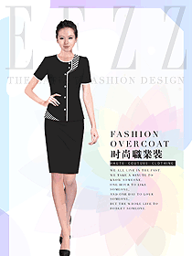時(shí)尚短袖黑色女職業(yè)裝夏裝制服設(shè)計(jì)圖792