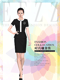 原創(chuàng)制服設(shè)計黑色女職業(yè)裝夏裝款式圖850