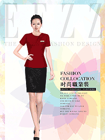 原創(chuàng)制服設(shè)計紅色女職業(yè)裝夏裝款式圖853