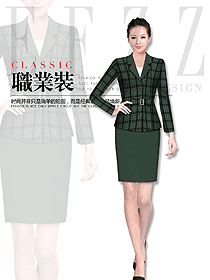 抹茶綠格子紋女職業(yè)裝夏裝制服設(shè)計(jì)圖854