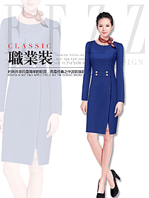 藍色女職業(yè)裝夏裝制服設(shè)計圖872