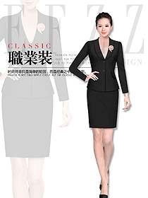 時(shí)尚黑色女職業(yè)裝夏裝制服設(shè)計(jì)圖874