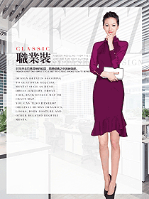 新款紫色女秋冬職業(yè)裝制服設(shè)計圖1622