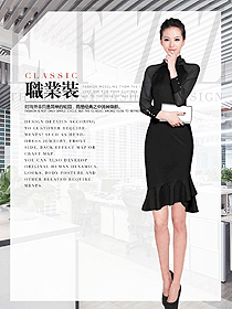 原創(chuàng)制服設(shè)計黑色女秋冬職業(yè)裝款式效果圖1623