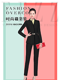 時尚黑色女秋冬職業(yè)裝制服設(shè)計圖1661