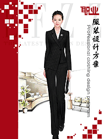 原創(chuàng)制服設(shè)計(jì)黑色條紋女秋冬職業(yè)裝設(shè)計(jì)稿1674