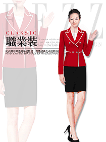 時(shí)尚紅色女秋冬職業(yè)裝制服設(shè)計(jì)圖1739