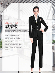 時(shí)尚黑色條紋女秋冬職業(yè)裝制服設(shè)計(jì)圖1745