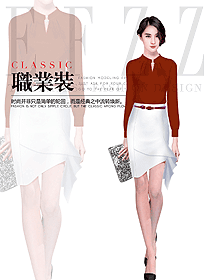 原創(chuàng)制服設(shè)計(jì)紅色女職業(yè)裝夏裝款式圖964