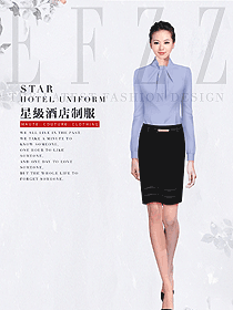 淺紫色長袖女款酒店大堂服裝款式圖1219