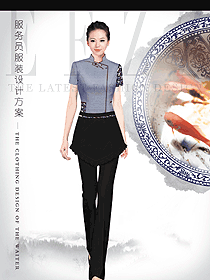 短袖女款中餐服務(wù)員服裝款式圖2069