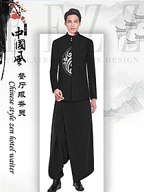 經(jīng)典黑色男款中餐服務(wù)員服裝款式圖2084