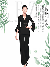 優(yōu)雅黑女款水療會所咨客服裝款式圖443