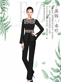 黑色長袖女款SPA水療會所咨客制服設(shè)計圖438