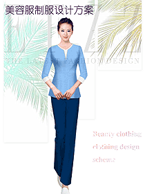 天藍(lán)色女款美容技師制服設(shè)計圖720