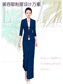藏藍(lán)色女款美容技師制服設(shè)計(jì)圖717
