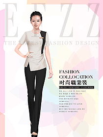 灰色短袖女款美容會(huì)所服裝款式圖704