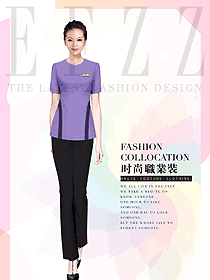 紫色短袖女款美容會(huì)所服裝款式圖692
