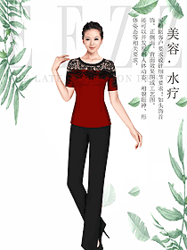 原創(chuàng)制服設(shè)計(jì)女款美容會(huì)所服裝款式圖691