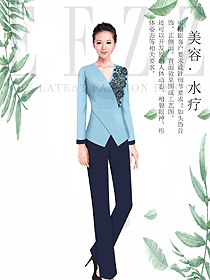 淺藍(lán)色女款美容技師制服設(shè)計圖684