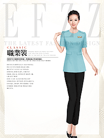 韓版淺藍(lán)色女款美容會(huì)所服裝款式圖683