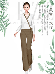 時(shí)尚長(zhǎng)袖女款美容技師制服設(shè)計(jì)圖649
