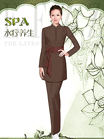 原創(chuàng)制服設計咖啡色女款美容會所服裝款式圖644