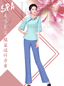 新款短袖美容技師服裝款式圖790