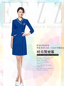 時尚女款藍色醫(yī)療美容牙科口腔護士制服設計圖799