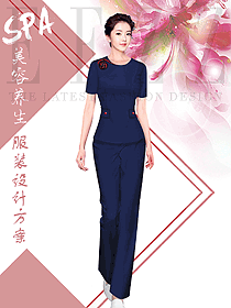 原創(chuàng)設(shè)計藏藍色女款服裝款式設(shè)計圖810