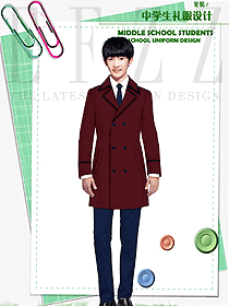 原創(chuàng)制服設(shè)計(jì)棗紅色男款學(xué)生服校服款式圖122