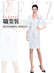 時尚優(yōu)雅白女職業(yè)裝夏裝制服設計圖989