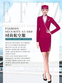 時尚紅色空姐制服空乘服裝設計854