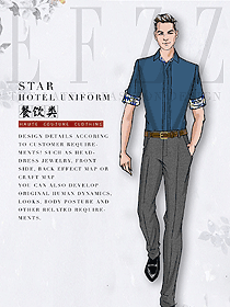 新中式男款中餐服務員制服款式圖2154