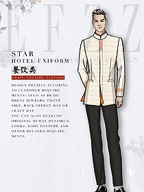 時尚長袖男款中餐服務(wù)員制服設(shè)計圖2160