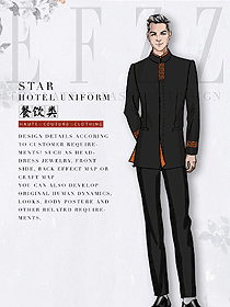 原創(chuàng)設計長袖男款中餐服務員服裝款式圖2161