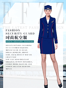 時尚深藍色空姐制服空乘服裝設計866