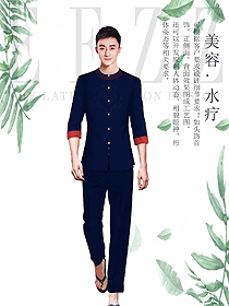 原創(chuàng)設計藍色會所服務生服裝款式圖898