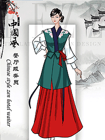 新款女款酒店中餐迎賓制服設(shè)計圖909