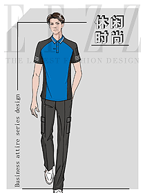 夏季翻領(lǐng)爆款藍(lán)色T恤衫服裝圖141