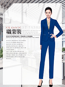 職場麗人藍(lán)色顯身材女西裝款式設(shè)計圖1844