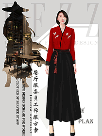 新款中餐服務(wù)員制服設(shè)計(jì)圖2301