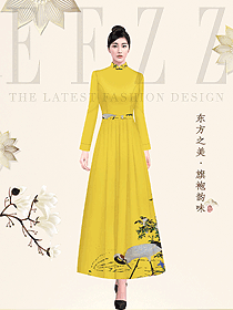 原創(chuàng)酒店餐飲迎賓旗袍制服設(shè)計圖1007