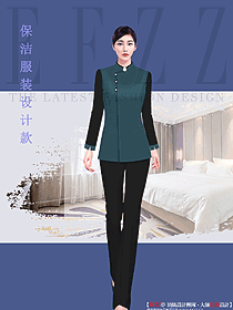 拼色女清潔員工衣制服設計圖379