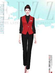 機場大廳女員工職業(yè)裝制服定制款設計圖