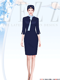 國際航空公司空乘美女制服定制原創(chuàng)設(shè)計(jì)圖