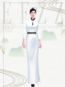 星級(jí)酒店高貴的白色迎賓制服設(shè)計(jì)效果圖