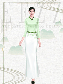 江南水鄉(xiāng)風格酒店員工服裝定做設計圖